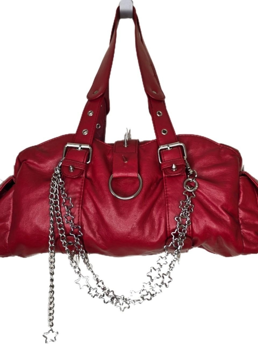 Rare Y2K Custom Spiked Studded Spy-C Red Studded Shoulder Bag